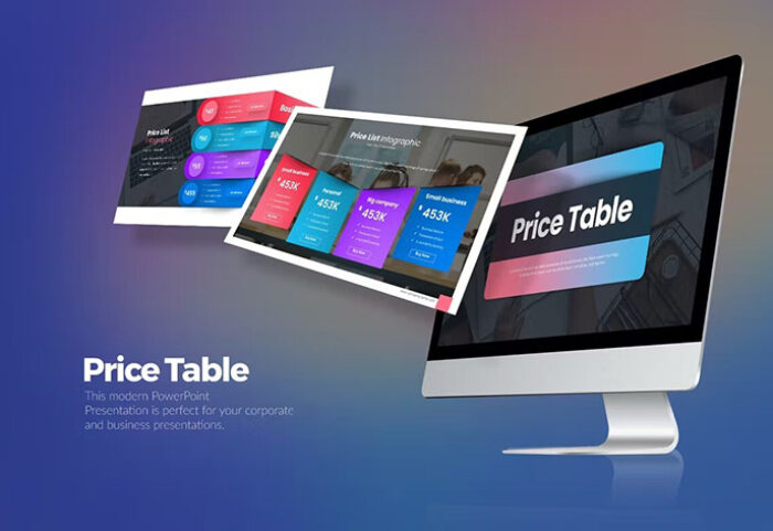 قالب آماده پاورپوینت 2022 حرفه ای جدول قیمت Price Table PowerPoint Presentation