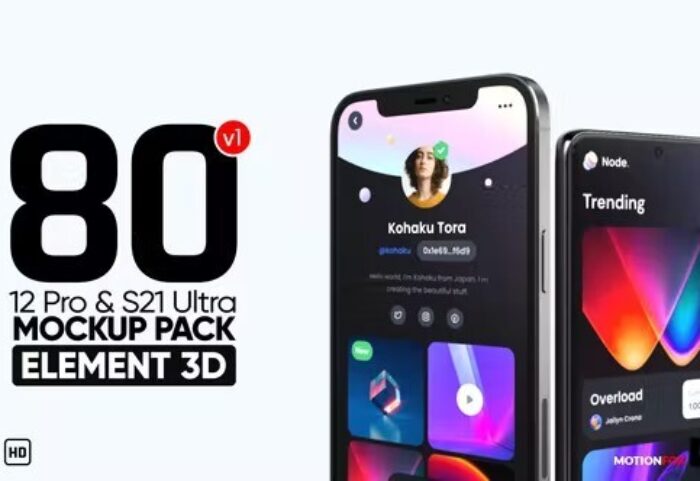 پروژه افتر افکت تبلیغات معرفی موبایل Phone Mockup Pack Phone 12 & S21 Ultra