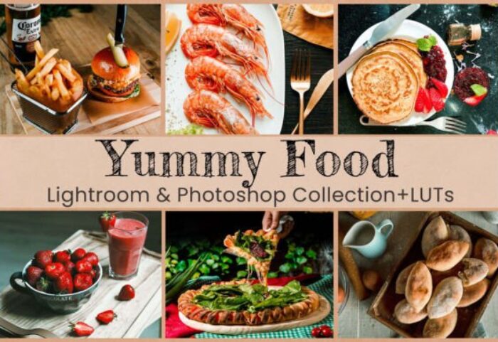 32 پریست لایت روم و اکشن فتوشاپ و لات رنگی عکس غذا Yummy Food Lightroom Presets