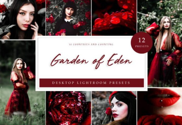 36 پریست لایت روم 2022 حرفه ای تم باغ عدن Lightroom Presets Garden of Eden