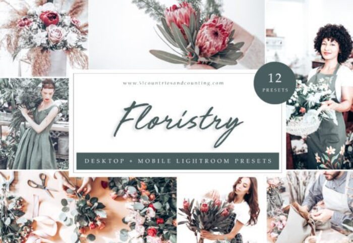 36 پریست لایت روم 2022 حرفه ای تم گلفروشی Lightroom Presets Floristry