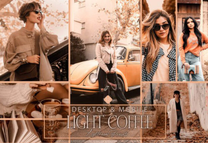 36 پریست لایت روم فوق حرفه ای تم قهوه ای Light Coffee Lightroom Presets Bright