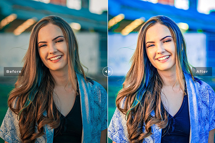 40 پریست لایت روم و پریست کمرا راو و اکشن فتوشاپ تم آبی Tanzanite Lightroom Presets