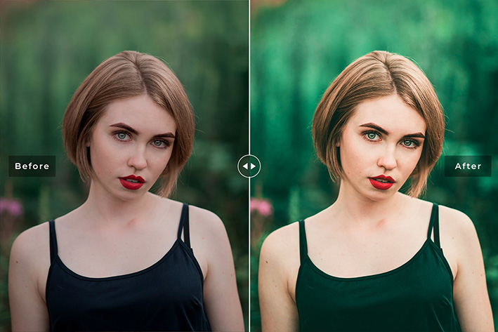 40 پریست لایت روم و پریست کمرا راو و اکشن فتوشاپ تم سبز Diopside Lightroom Presets