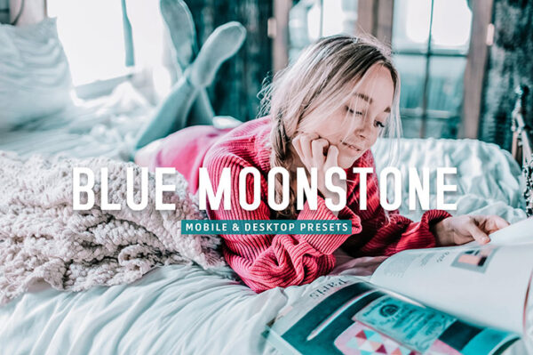 40 پریست لایت روم و پریست کمرا راو و اکشن فتوشاپ تم سنگ ماه Blue Moonstone Lightroom Presets