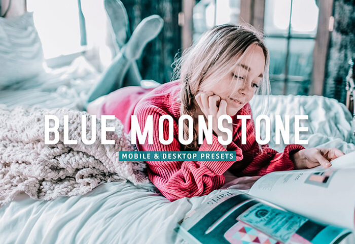 40 پریست لایت روم و پریست کمرا راو و اکشن فتوشاپ تم سنگ ماه Blue Moonstone Lightroom Presets