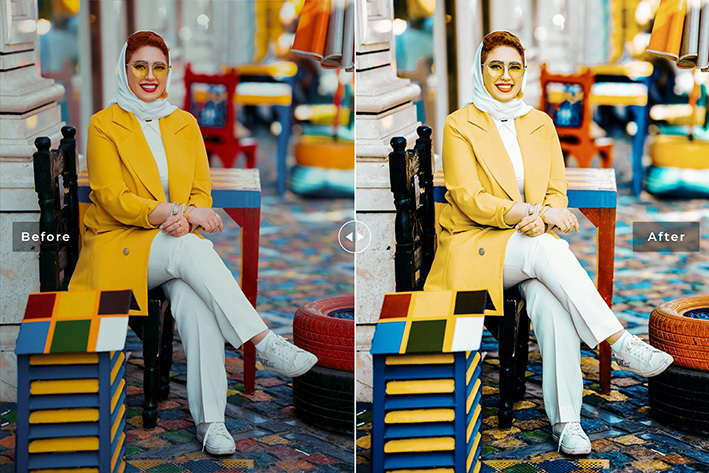 40 پریست لایت روم و پریست کمرا راو و اکشن فتوشاپ تم کوارتز لیمویی Lemon Quartz Lightroom Presets
