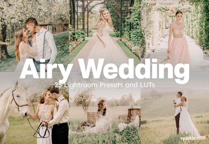 100 پریست لایت روم و لات رنگی عکس عروسی Airy Wedding Lightroom Presets LUTs