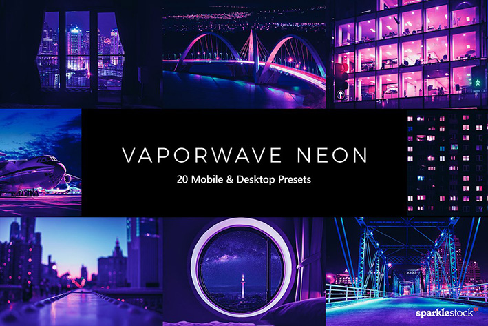 120 پریست لایت روم و لات رنگی و پریست کمرا راو فتوشاپ بخار نئون Vaporwave Neon LR Presets 120 پریست لایت روم و لات رنگی و پریست کمرا راو فتوشاپ بخار نئون Vaporwave Neon LR Presets