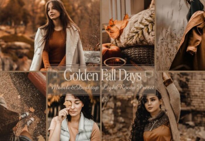24 پریست لایت روم رنگی فوق حرفه ای تم پاییز طلایی Golden Fall Days Lightroom Presets
