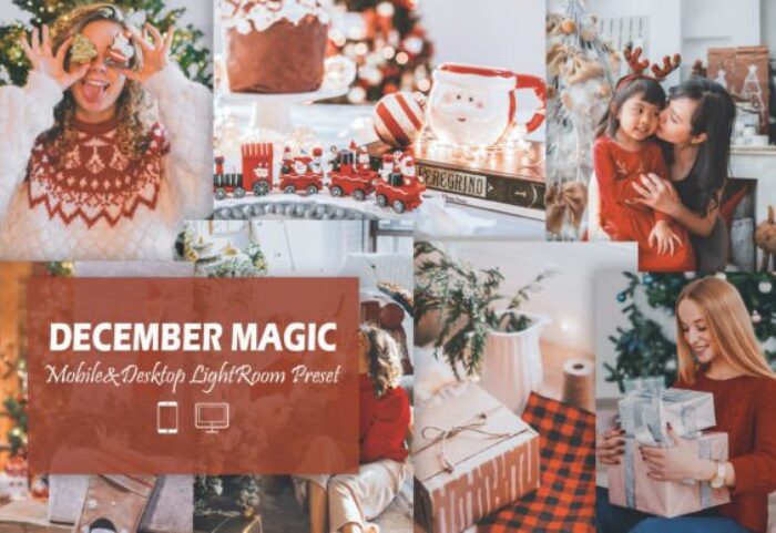 24 پریست لایت روم رنگی فوق حرفه ای تم کریسمس جادویی December Magic Lightroom Presets