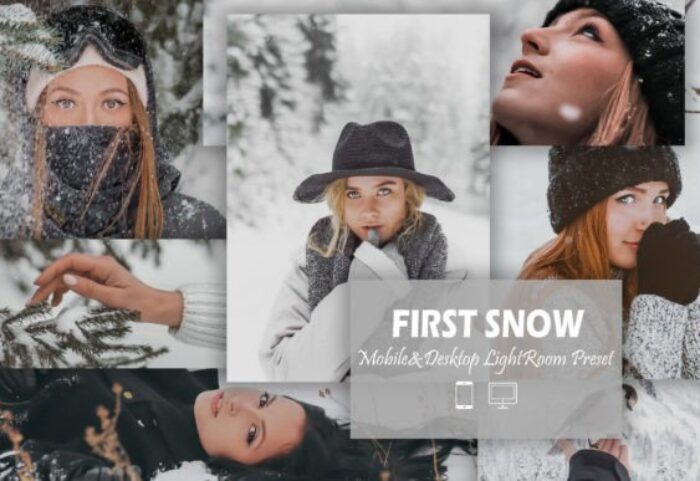 24 پریست لایت روم فوق حرفه ای زمستانی تم اولین برف First Snow Lightroom Presets