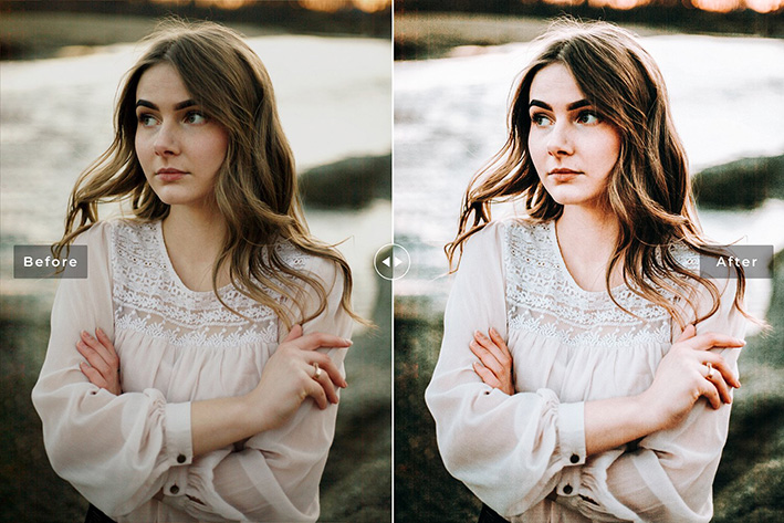 40 پریست لایت روم پرتره و پریست کمرا راو و اکشن فتوشاپ تم شکلاتی Brookite Lightroom Presets